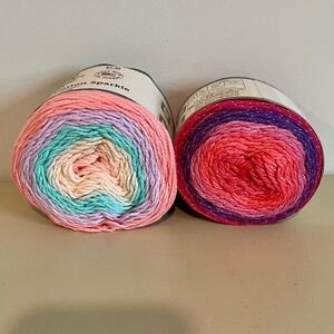 Yarn Bee Sugarwheel Cotton Sparkle Yarn Duo in Just Relax